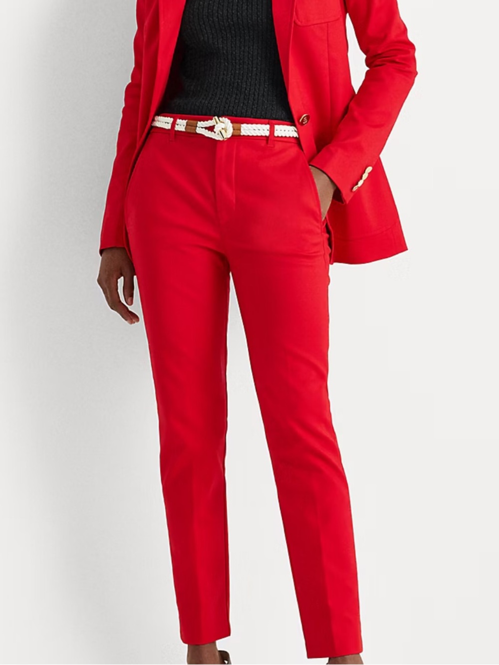 Ralph Lauren Red Stretch Cotton Cropped Pants size 2